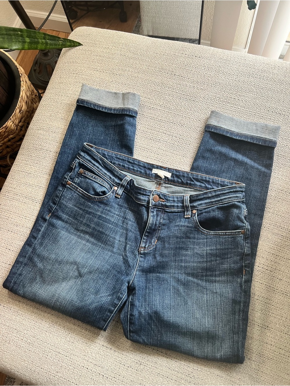 Eileen Fisher Dark Blue Cropped Ankle Jeans